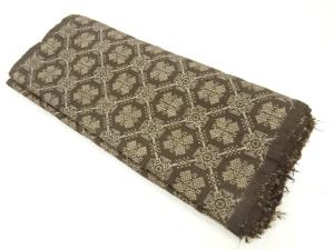 アンティーク　泥染手織り紬花模様織出し羽織洗い張り